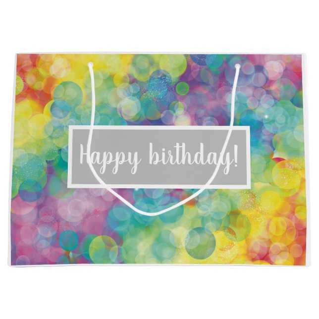 Sacola Para Presentes Grande Bolhas Coloridas para Presente (Frente)