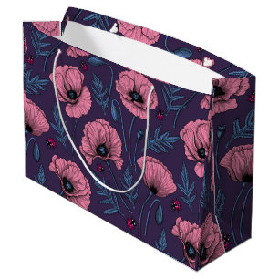 Sacola Para Presentes Grande Bolhas cor-de-rosa com violeta escura