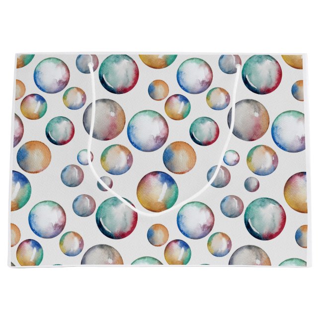 Sacola Para Presentes Grande Bolhas de Arco-Íris Dão Bag (Frente)