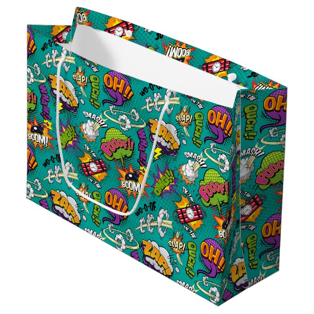 Sacola Para Presentes Grande Bolhas de Quadrinhos (Frente inclinada)