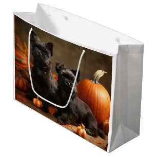 Sacola Para Presentes Grande Boliche Francês Puppy Autumn Delight Pumpkin