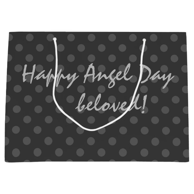 Sacola Para Presentes Grande Bolinhas, Bolinhas, preto e branco (Frente)