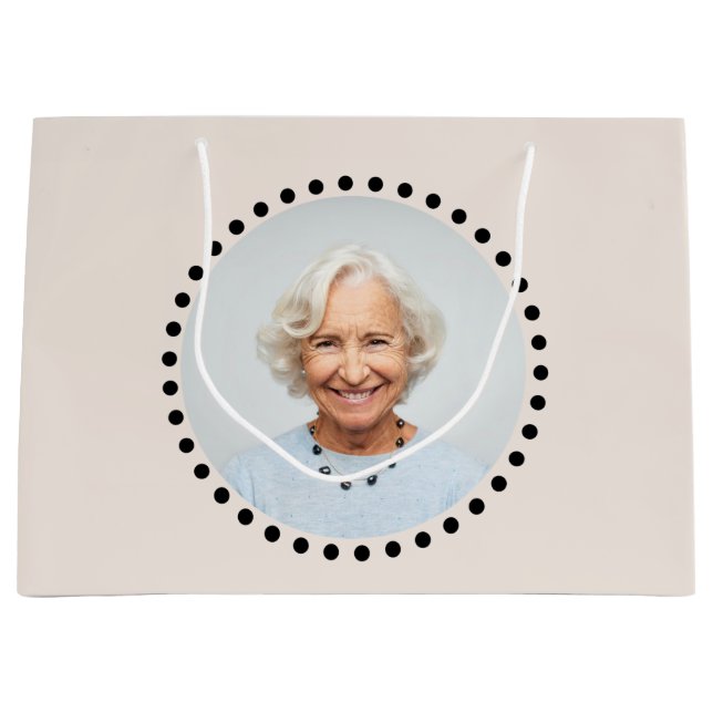 Sacola Para Presentes Grande Bolinhas de Fotografias Redondas Simples, Engraçad (Frente)