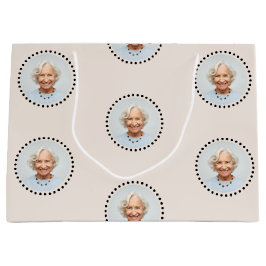 Sacola Para Presentes Grande Bolinhas de Fotos Redondas Simples Editável por Ch