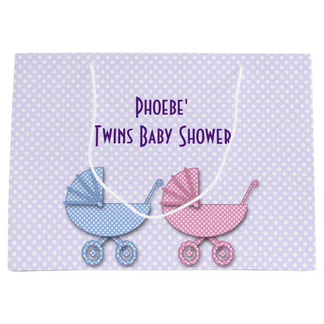 Sacola Para Presentes Grande bolinhas gêmeas e meninas (Frente)