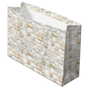 Sacola Para Presentes Grande Bolo Aniversário Pedras Falsas Cinza Branco Creme
