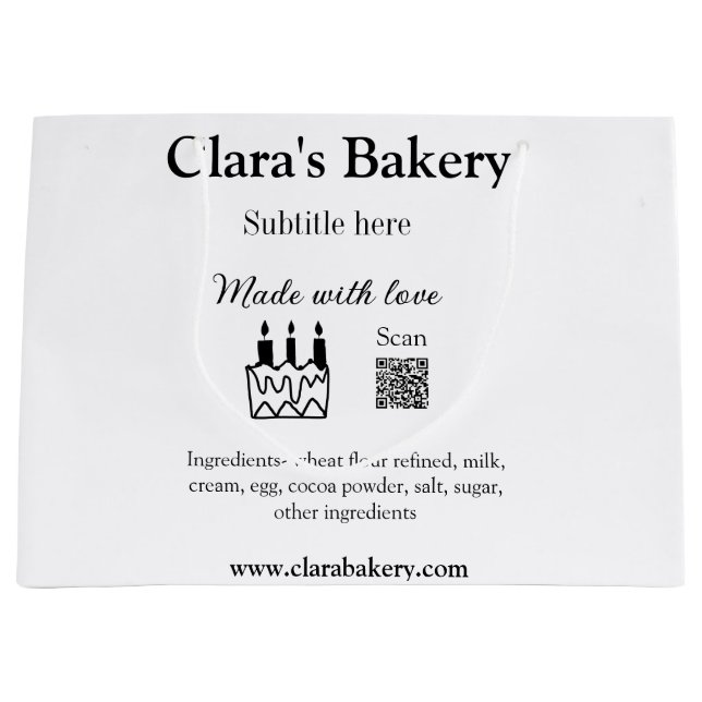 Sacola Para Presentes Grande Bolo de padaria adicione ingredientes feitos com a (Frente)