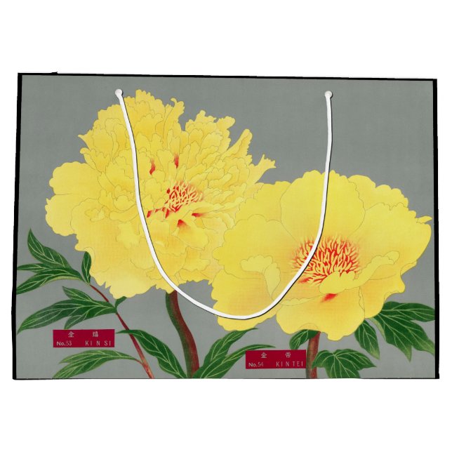 SACOLA PARA PRESENTES GRANDE BOLSA AMARELA E CINZA CHINESA (Verso)