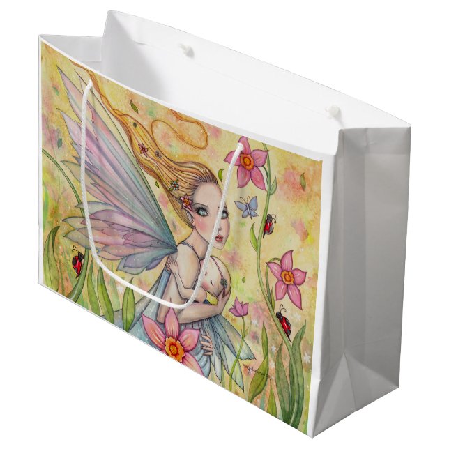 Sacola Para Presentes Grande Bolsa de Chá de Bebê da Fada Mãe e Bebê (Frente inclinada)