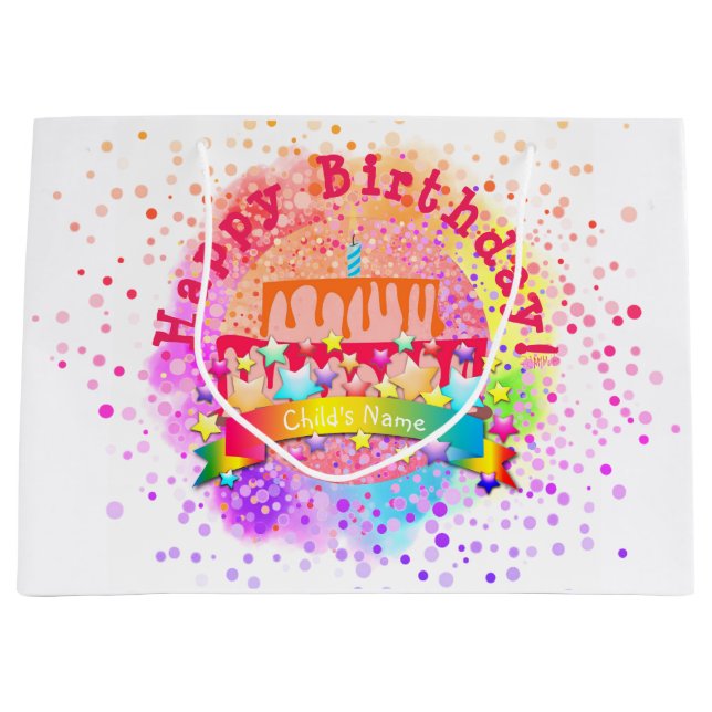 Sacola Para Presentes Grande Bolsa de Presente de Bolo de Aniversário - HAMbWG (Frente)