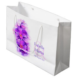 Sacola Para Presentes Grande Bolsa de presente de casamento de orquídea roxa do