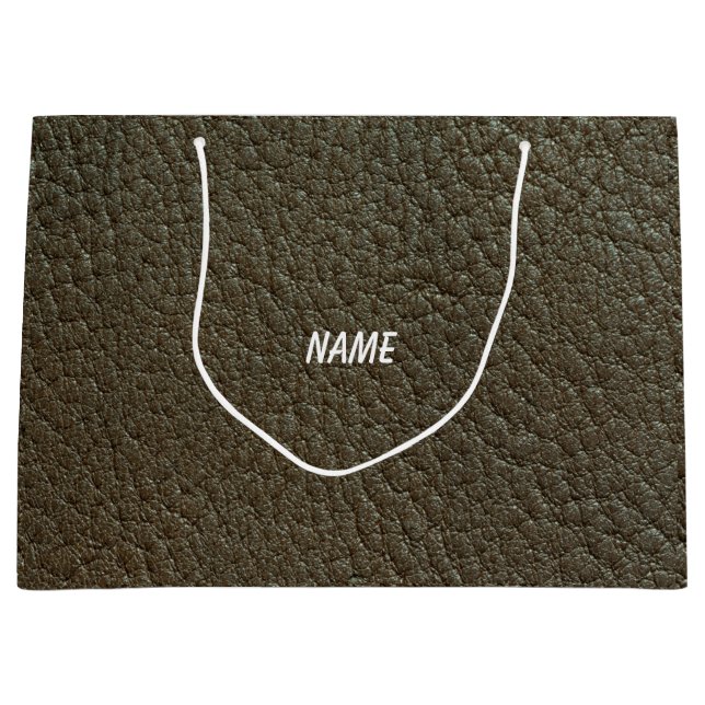 Sacola Para Presentes Grande bolsa de presente de couro preto (Frente)