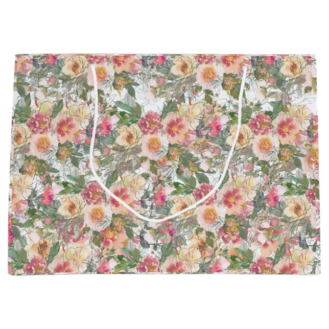 Sacola Para Presentes Grande Bolsa de presente de flores frescas (Frente)