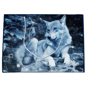 Sacola Para Presentes Grande bolsa de presente de lobo azul