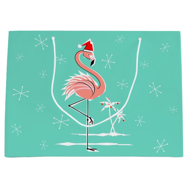 Sacola Para Presentes Grande Bolsa de presente de Natal Flamingo (Frente)