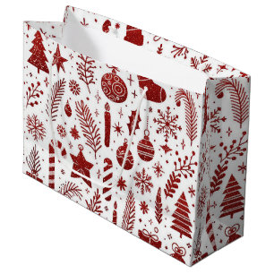 Sacola Para Presentes Grande Bolsa de Presente de Natal Vermelho Branco