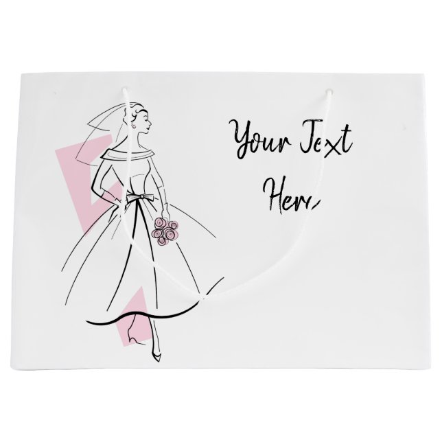 Sacola Para Presentes Grande Bolsa de presente de texto rosa com moda grande (Frente)