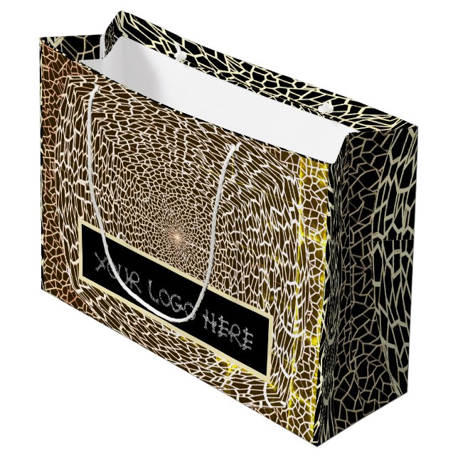 SACOLA PARA PRESENTES GRANDE BOLSA DE PRESENTE GRANDE DOURADA E PRETA (Frente inclinada)