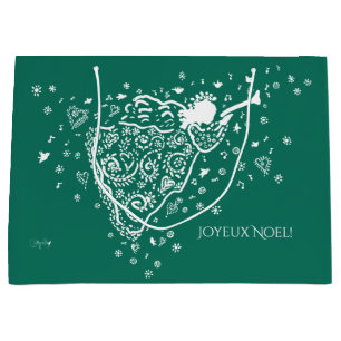 Sacola Para Presentes Grande Bolsa de presente Green and White Angel