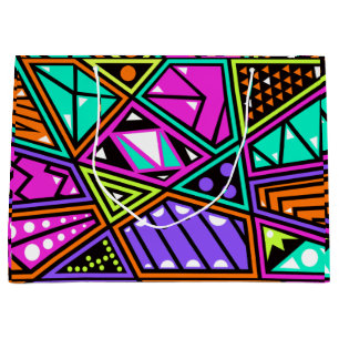 Sacola Para Presentes Grande bolsa de presente neon abstrato