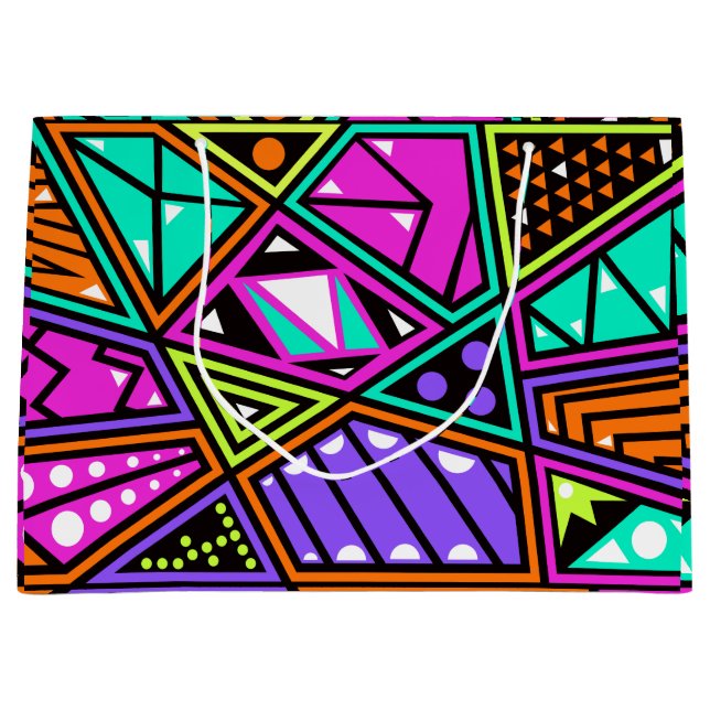 Sacola Para Presentes Grande bolsa de presente neon abstrato (Frente)