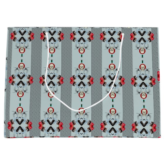 Sacola Para Presentes Grande Bolsa de presentes de crânios e aranhas (Frente)