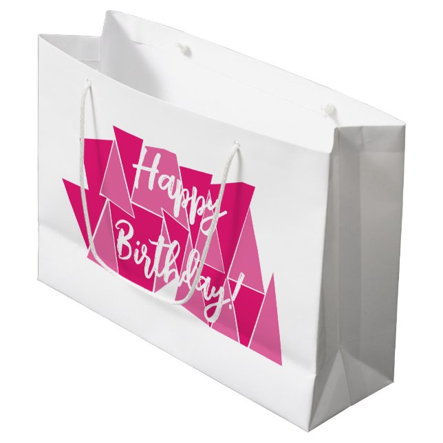 Sacola Para Presentes Grande Bolsa regalo cumpleaños rosa (Frente inclinada)