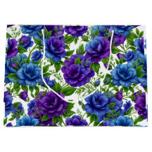 Bolsa Tote de Padrão Floral Rosa Azul e Roxo Elega