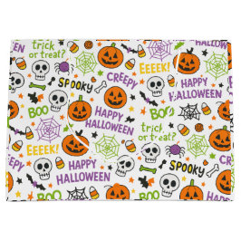 Sacola Para Presentes Grande Bomba Divertida - Padrão Colorido de Halloween