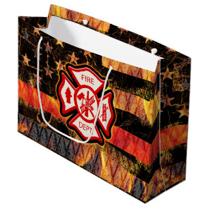 Sacola Para Presentes Grande Bombeiro Cross e Flames