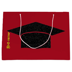 Sacola Para Presentes Grande Boné de formatura com brilho