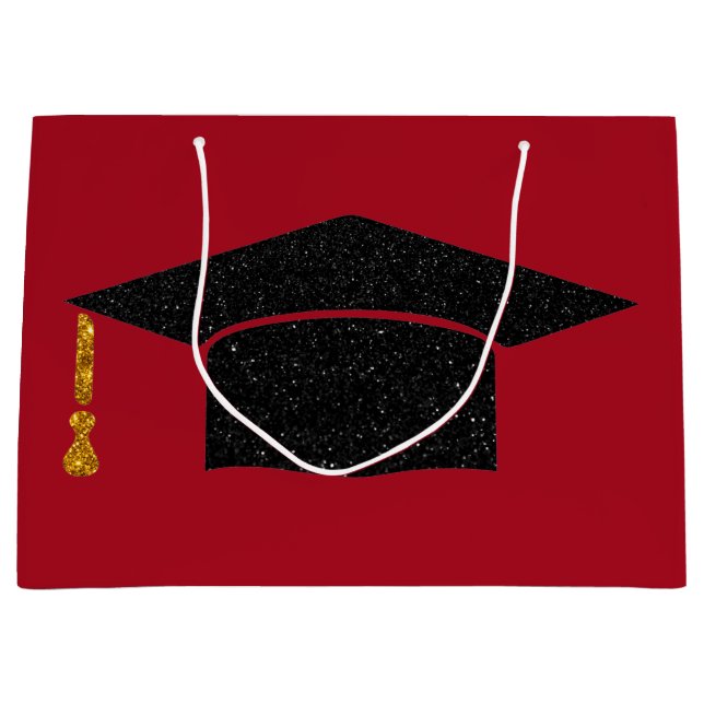 Sacola Para Presentes Grande Boné de formatura com brilho (Frente)