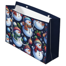 Sacola Para Presentes Grande Boneco de Neve Festivo Aconchegante