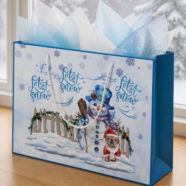 Sacola Para Presentes Grande Boneco de Neve | Saca de Presente Deixe Nevar (Criador carregado)