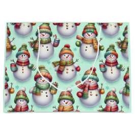 Sacola Para Presentes Grande Bonecos de Neve Bobos