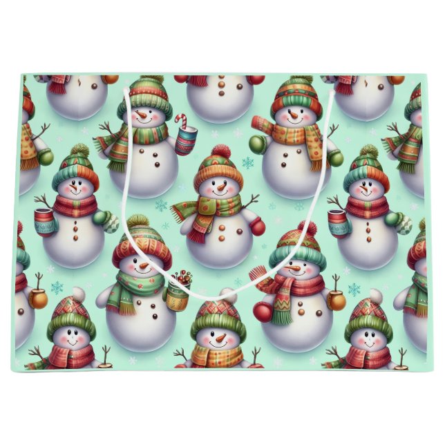 Sacola Para Presentes Grande Bonecos de Neve Bobos (Frente)