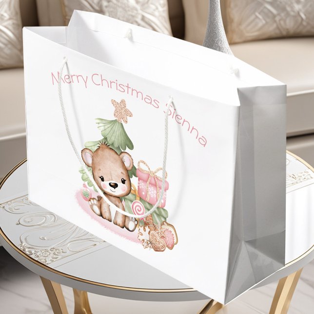 Sacola Para Presentes Grande Bonita bolsa de presente de Natal personalizada pa (Cute Personlized Christmas Gift Bag For Girl)