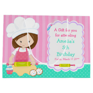 Sacola Para Presentes Grande Bonita Brunette Baking Obrigado