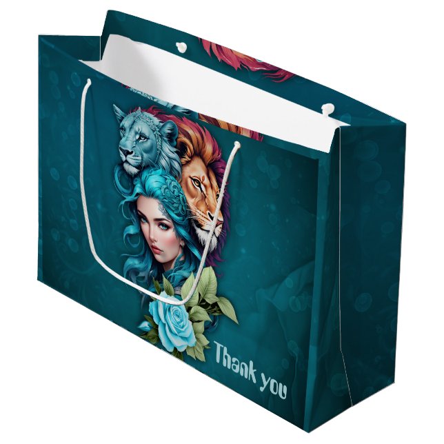 Sacola Para Presentes Grande Bonita cabeça de mulher com olhos expressivos (Frente inclinada)