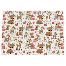 Sacola Para Presentes Grande Bonita Reindeer Ornament De Natal Floco De Neve