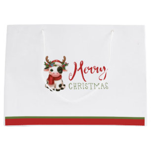 Sacola Para Presentes Grande Bonita vaca de Natal Gift Bag
