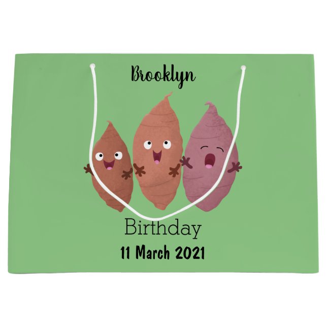 Sacola Para Presentes Grande Bonitinho cantando batata-doce legumes (Frente)