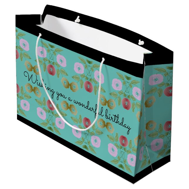 Sacola Para Presentes Grande Bonito Bag de aniversário maravilhosa (Verso inclinado)