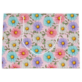 Sacola Para Presentes Grande Bonito margaridas coloridas