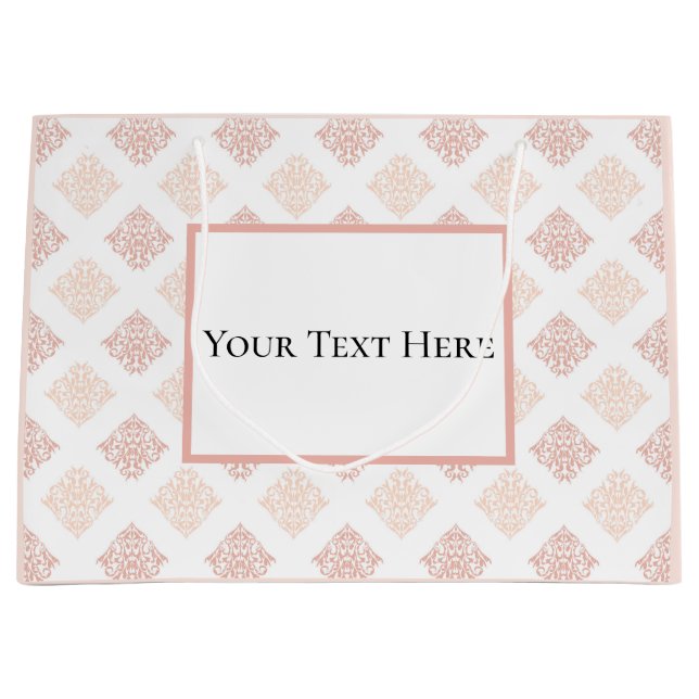 Sacola Para Presentes Grande Bonito personalizado Blush Damask (Frente)