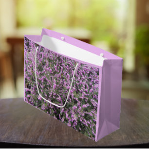 Sacola Para Presentes Grande Bonito Púrpura Heather Floral