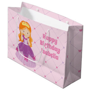 Sacola Para Presentes Grande Bonito Redhead Princess Pink Custom Girls Anivers