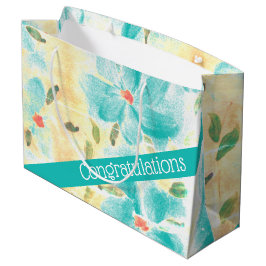 Sacola Para Presentes Grande Bonito Teal Flor