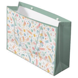 Sacola Para Presentes Grande Bons Crianças Divertidas Confetti Colorida Pastel