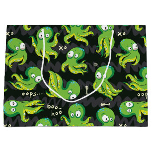 Sacola Para Presentes Grande Boo Octopus Green Kids Clothing & Décor